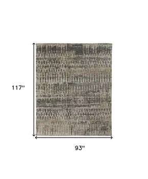 8' X 10' Gray Taupe and Ivory Wool Abstract Hand Knotted Area Rug