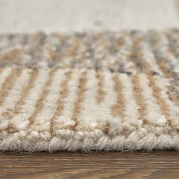 4' X 6' Brown Tan and Ivory Wool Abstract Hand Tufted Area Rug
