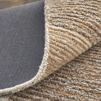 9' X 12' Brown Tan and Ivory Wool Abstract Hand Tufted Area Rug
