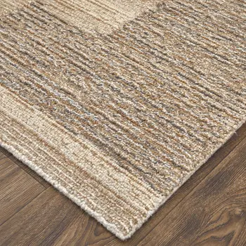 2' X 3' Brown Tan and Ivory Wool Abstract Hand Tufted Area Rug