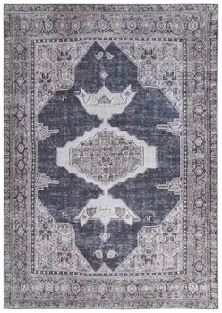 8' X 10' Gray Taupe and Ivory Oriental Power Loom Washable Area Rug