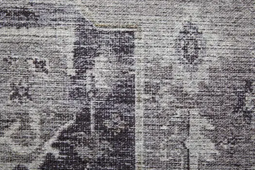 9' X 12' Gray and Ivory Oriental Power Loom Worn Faded Washable Area Rug