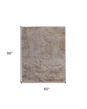 5' X 8' Brown Taupe and Tan Abstract Power Loom Area Rug