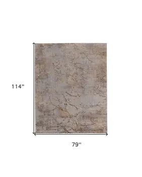 7' X 10' Brown Taupe and Tan Abstract Power Loom Area Rug