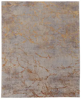 5' X 8' Brown Gold and Gray Abstract Power Loom Area Rug