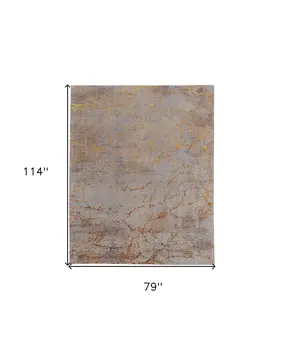 7' X 10' Brown Gold and Gray Abstract Power Loom Area Rug