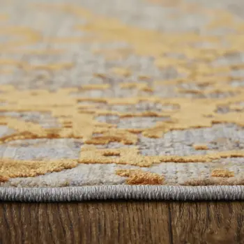 8' X 10' Brown Gold and Gray Abstract Power Loom Area Rug