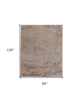 8' X 10' Brown Gold and Gray Abstract Power Loom Area Rug