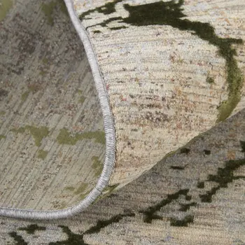 5' X 8' Taupe Green and Tan Abstract Power Loom Area Rug