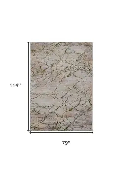 7' X 10' Taupe Green and Tan Abstract Power Loom Area Rug