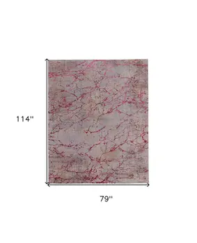 7' X 10' Pink Taupe and Gray Abstract Power Loom Area Rug