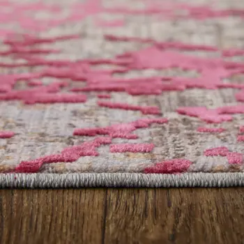 8' X 10' Pink Taupe and Gray Abstract Power Loom Area Rug