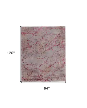 8' X 10' Pink Taupe and Gray Abstract Power Loom Area Rug
