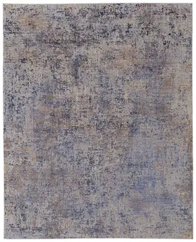 7' X 10' Blue Brown and Tan Abstract Power Loom Area Rug