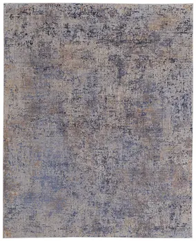 8' X 10' Blue Brown and Tan Abstract Power Loom Area Rug