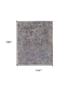 12' X 15' Blue Brown and Tan Abstract Power Loom Area Rug