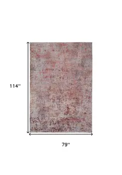 7' X 10' Red and Gray Abstract Power Loom Area Rug