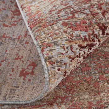 7' X 10' Red and Gray Abstract Power Loom Area Rug