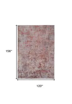 10' X 13' Red and Gray Abstract Power Loom Area Rug