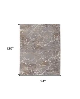 8' X 10' Ivory Brown and Taupe Abstract Power Loom Area Rug
