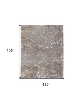 10' X 13' Ivory Brown and Taupe Abstract Power Loom Area Rug