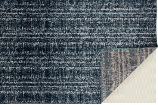 10' X 13' Blue and Ivory Power Loom Area Rug