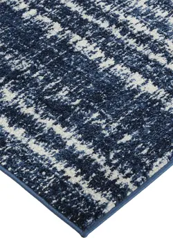 4' X 6' Blue Black and Ivory Power Loom Area Rug