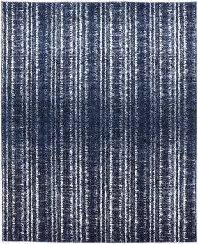 4' X 6' Blue Black and Ivory Power Loom Area Rug