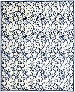 10' X 13' Blue and Ivory Abstract Power Loom Area Rug