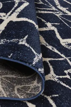 10' X 13' Blue and Ivory Geometric Power Loom Area Rug