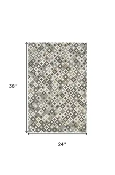 2' X 3' Black Gray and White Faux Cowhide Animal Print Power Loom Area Rug