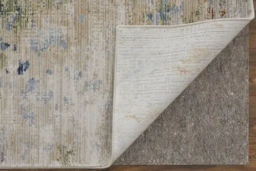 5' X 8' Red Blue and Ivory Abstract Power Loom Area Rug
