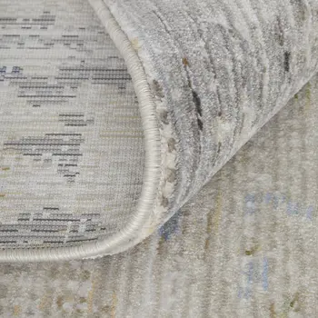 7' X 10' Red Blue and Ivory Abstract Power Loom Area Rug