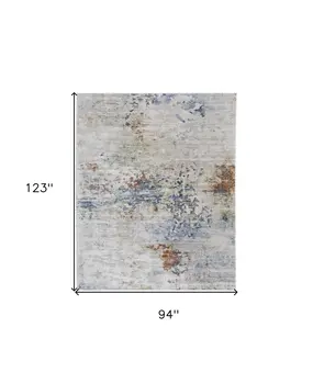8' X 10' Red Blue and Ivory Abstract Power Loom Area Rug