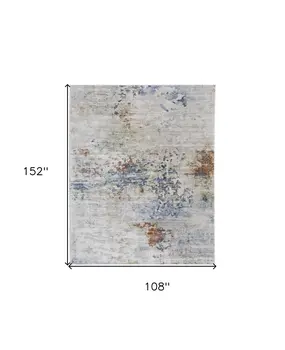 9' X 13' Red Blue and Ivory Abstract Power Loom Area Rug