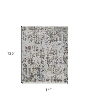 8' X 10' Ivory Green and Blue Abstract Power Loom Area Rug