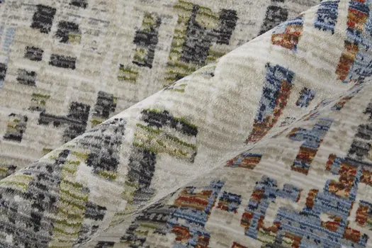 2' X 3' Ivory Green and Blue Abstract Power Loom Area Rug
