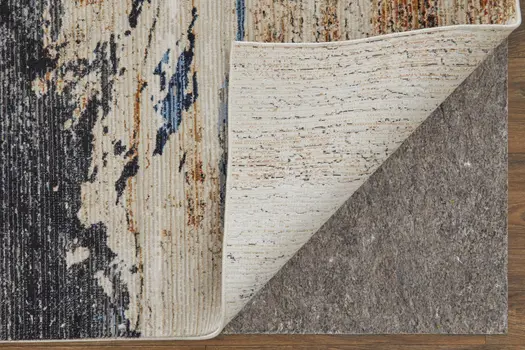 9' X 13' Blue Gray and Tan Abstract Power Loom Area Rug