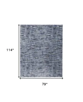 7' X 10' Blue Ivory and Tan Abstract Power Loom Area Rug