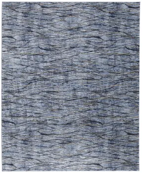 9' X 13' Blue Ivory and Tan Abstract Power Loom Area Rug