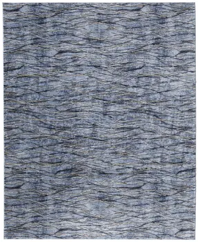 9' X 13' Blue Ivory and Tan Abstract Power Loom Area Rug