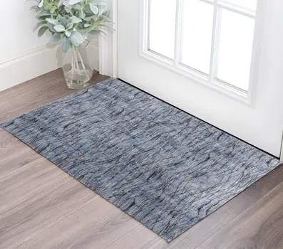 2' X 3' Blue Ivory and Tan Abstract Power Loom Area Rug