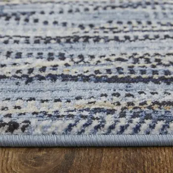 2' X 3' Blue Ivory and Tan Abstract Power Loom Area Rug