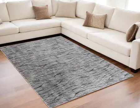5' X 8' Gray Ivory and Tan Abstract Power Loom Area Rug