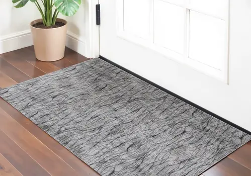 2' X 3' Gray Ivory and Tan Abstract Power Loom Area Rug