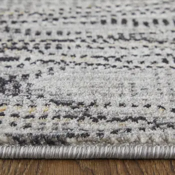 2' X 3' Gray Ivory and Tan Abstract Power Loom Area Rug