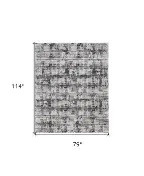 7' X 10' Gray and Ivory Abstract Power Loom Area Rug