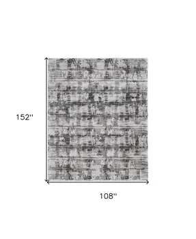 9' X 13' Gray and Ivory Abstract Power Loom Area Rug