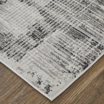 9' X 13' Gray and Ivory Abstract Power Loom Area Rug