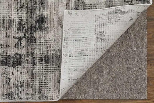 9' X 13' Gray and Ivory Abstract Power Loom Area Rug